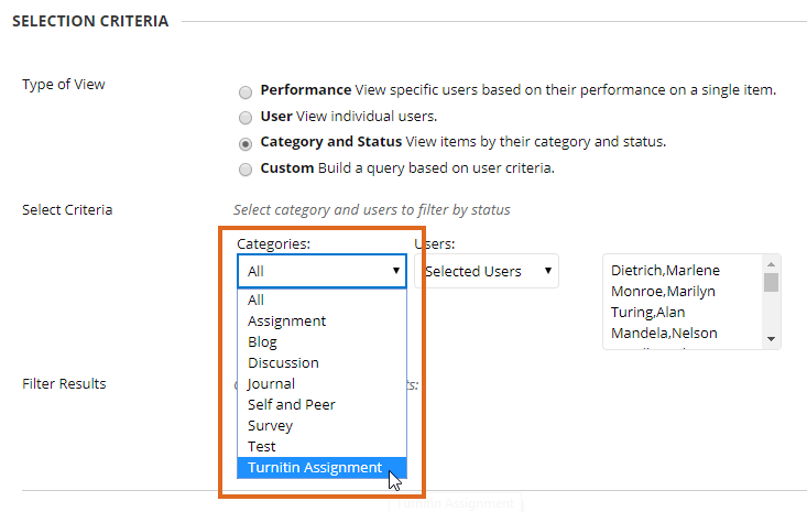 Grade Centre - Categorise Smart View